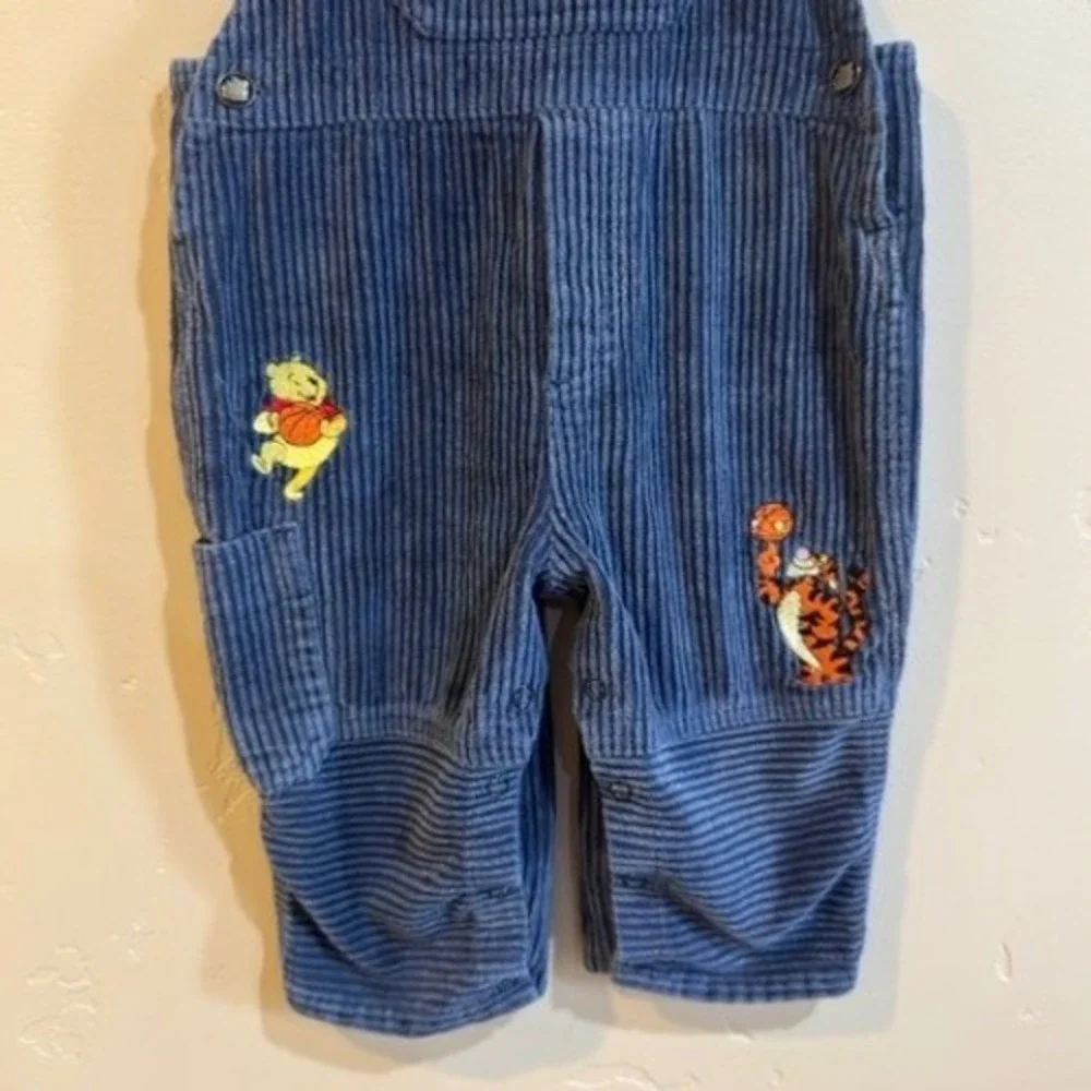 Vintage Disney Winnie the Pooh Tigger Blue Corduroy Overalls 18M